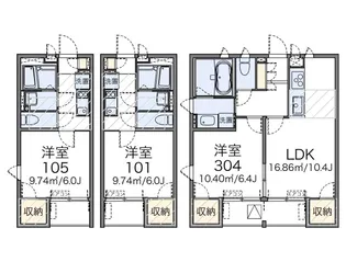 レオネクストグリーンハウス江波【205号室】の間取り