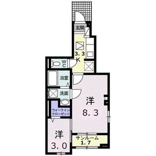 レーヴ旭1【1階】の間取り