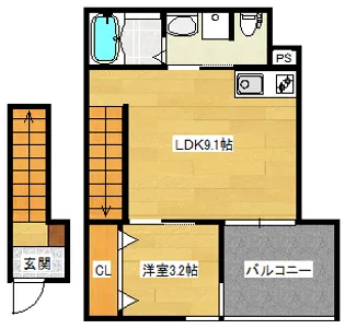 K39パウリスタ戸坂【203号室】の間取り