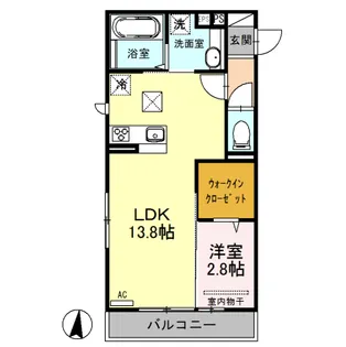 カーサあき亀山A棟の間取り