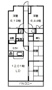 ホウライツルビル【702号室】の間取り