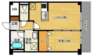 カスタニエ緑井2【3階】の間取り