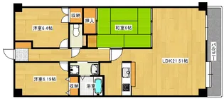 ホウライツルビル【602号室】の間取り