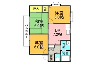 ルミナス上安B棟【2階】の間取り