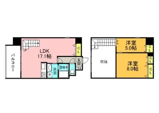 MARIOTERRACE平野町【9階】の間取り