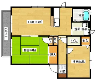 ハピネスKB棟【2階】の間取り