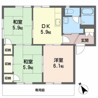ラルジュ瀬戸C棟【1階】の間取り