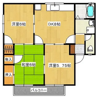 セジュール中原B棟【201号室】の間取り