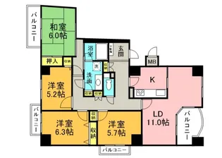 ヒルズアーバン1番館【7階】の間取り