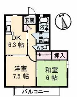 ラウンドヒルズ【1階】の間取り