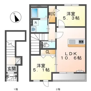 プリムール帆待川【2階】の間取り