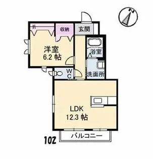 ディアス三滝B棟【1階】の間取り