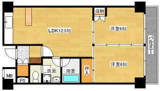 チュリス中町【5階】の間取り