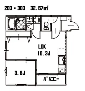 リノリノアパートメントwithB棟【2階】の間取り