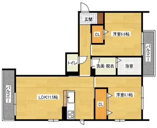 ベレオ西原【3階】の間取り