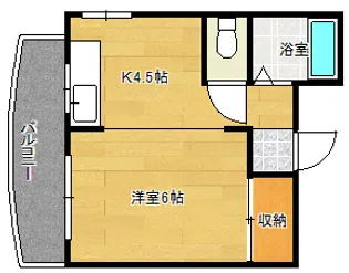 Kフロントビル【401号室】の間取り