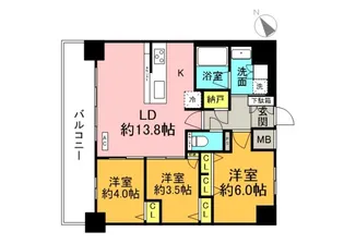 プレサンスロジェ昭和町ザレジデンス【6階】の間取り