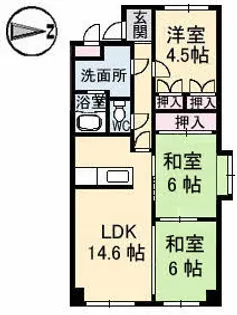 サンライズ三滝橋【5階】の間取り