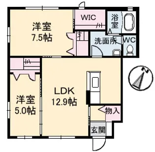 グレースヒルズA棟【1階】の間取り