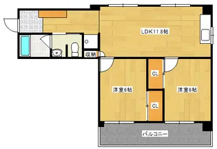 ヒルヴィスタ三滝【4階】の間取り