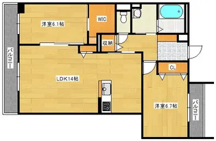 レジデンスザう越久【2階】の間取り