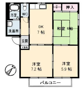 グリーンビュー相田A棟【1階】の間取り