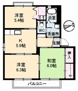 グルーンせせらC棟の間取り