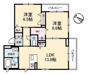 ヴィラセントラルB棟【2階】の間取り