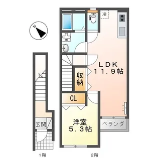 クロステージ中須賀【2階】の間取り