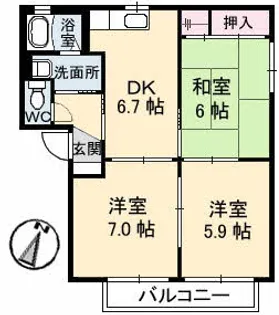 コーストメゾン植田【1階】の間取り