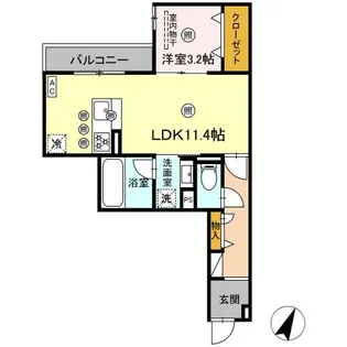 D-Axis旭B棟の間取り