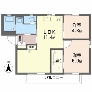 サニーハイツ牛田B棟【2階】の間取り