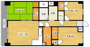 竹屋町マンションの間取り