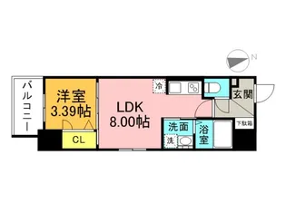 S-RESIDENCE観音公園aloria【3階】の間取り