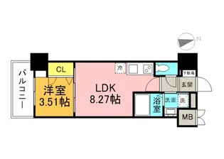 S-RESIDENCE観音公園aloria【3階】の間取り