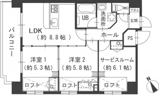 グランドポレストーネ大手町弐番館【9階】の間取り