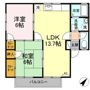 セジュール中村B棟【2階】の間取り