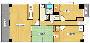 ロイヤルヒルズ牛田旭【7階】の間取り