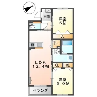 エーグレイス中広【1階】の間取り