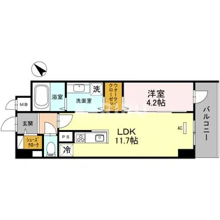 LALUCE長堀通【101号室】の間取り