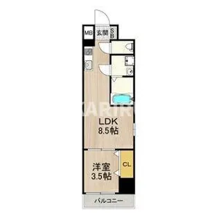 コートエスト都島【107号室】の間取り