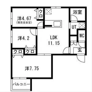 エス フィールド奏【102号室】の間取り