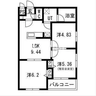 エス フィールド奏【104号室】の間取り