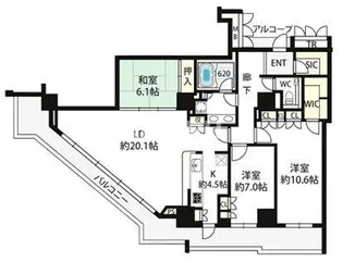 アップルタワー大阪谷町【2804号室】の間取り