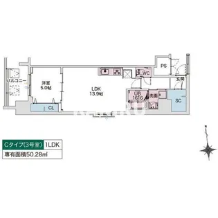 DRAW上本町【203号室】の間取り