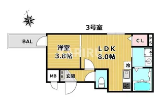 サフィールロジェ大阪城公園【203号室】の間取り