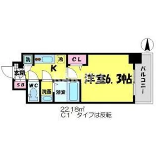 エスリード京橋グランツ【1104号室】の間取り
