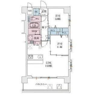 スプランディッド天王寺SOUTH【301号室】の間取り
