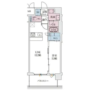 スプランディッド天王寺SOUTH【502号室】の間取り