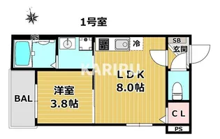 サフィールロジェ大阪城公園【101号室】の間取り